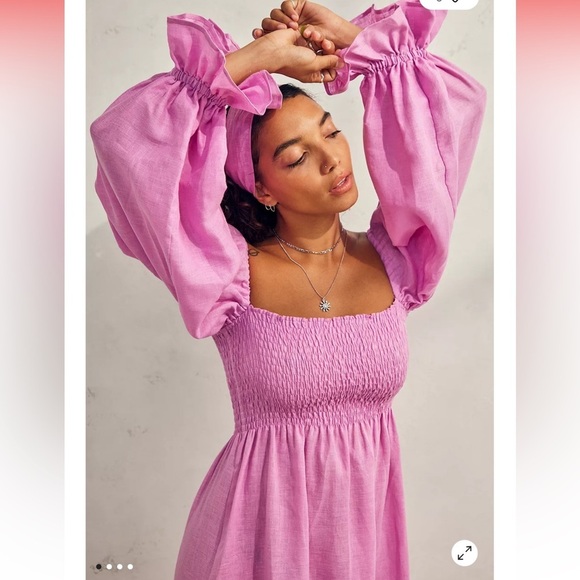 Sleeper Atlanta Pink Linen Dress midi - Picture 2 of 14